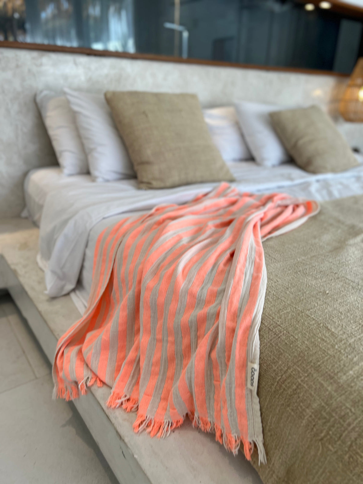 Melody Peshtemal Towel – Handwoven Turkish Hammam Towel in Neon Orange